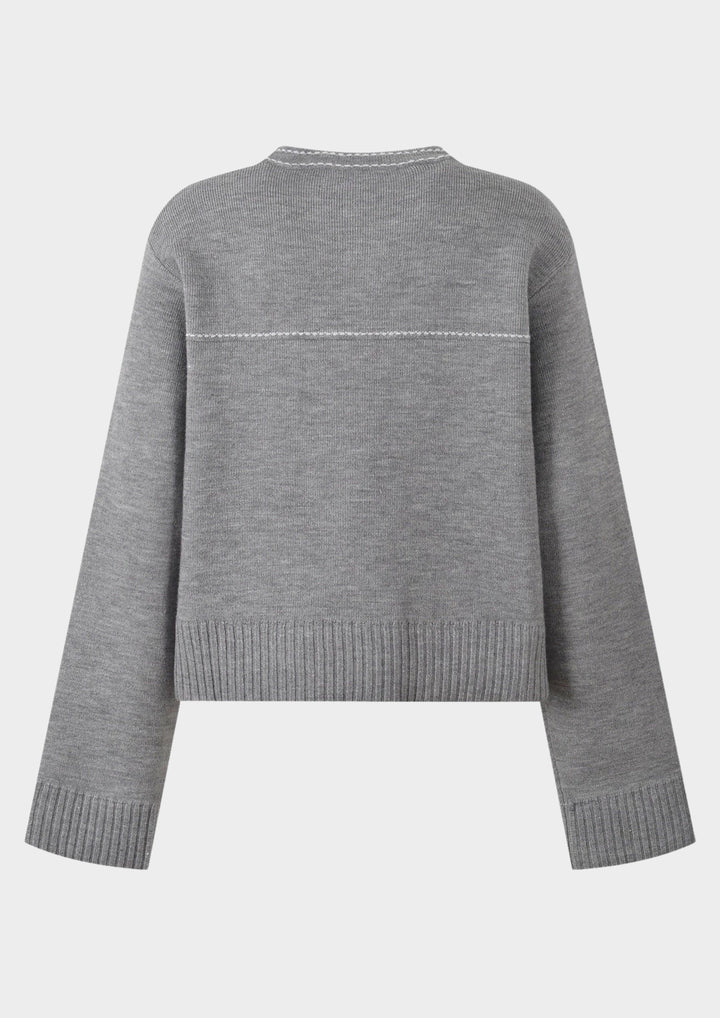 Leona Contrast Knit Grey Cardigan