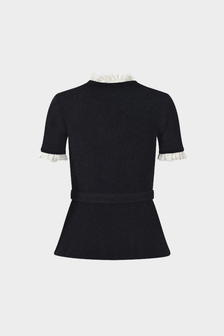 Velvet Pearl Luxe Waist Cardigan Top