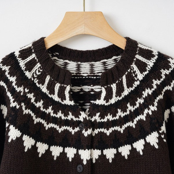Pattern Wool Blend Cardigan