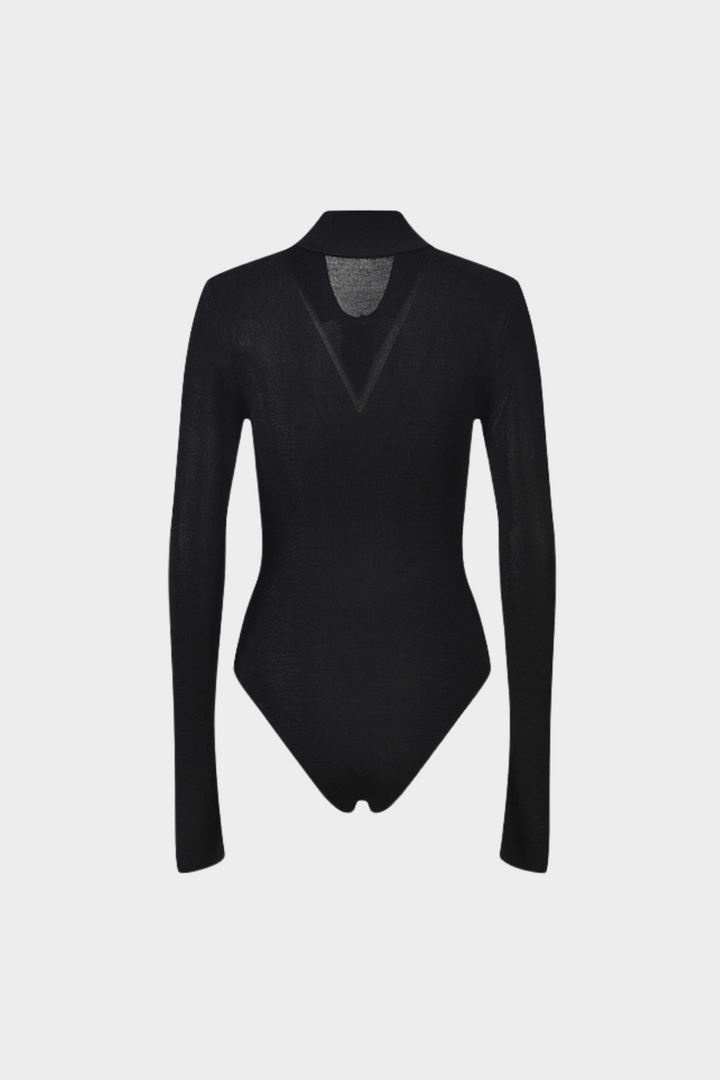Soft Viscose Knit Long Sleeve Bodysuit Top