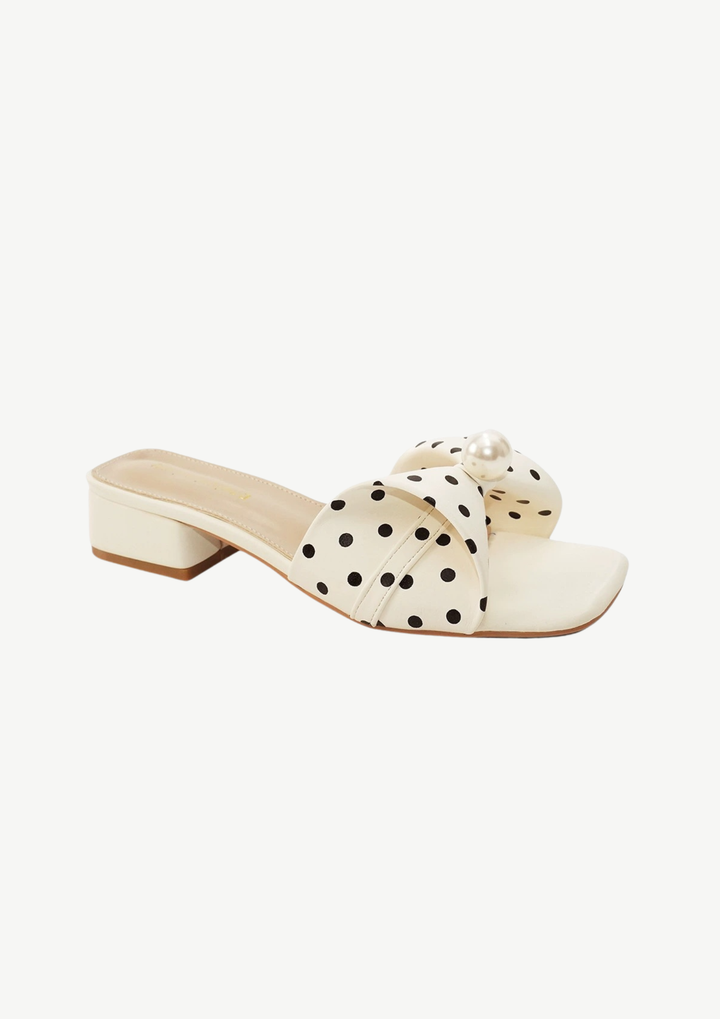 Pearl Bow Slide Sandals Heels