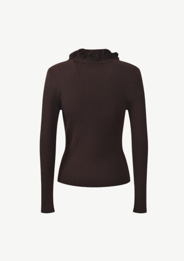 Rosette Collar Zip Cardigan