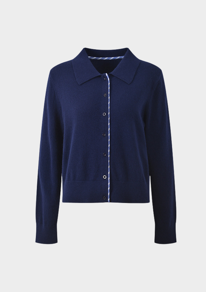 Navy Contrast Patchwork Knit Top