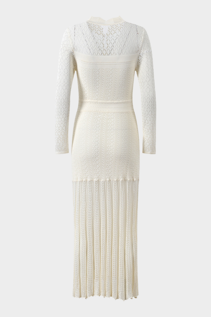 Ivory Luxe Weave Crochet Maxi Dress