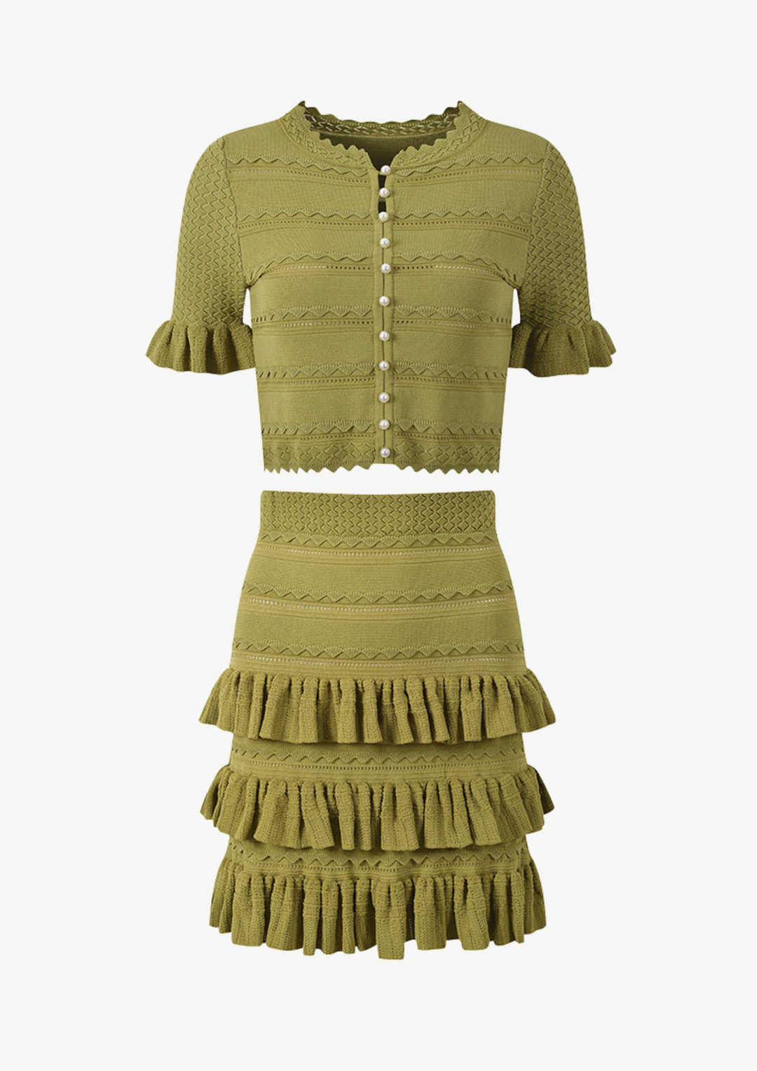 Gia Ruffle Knit Top &amp; Skirt Set
