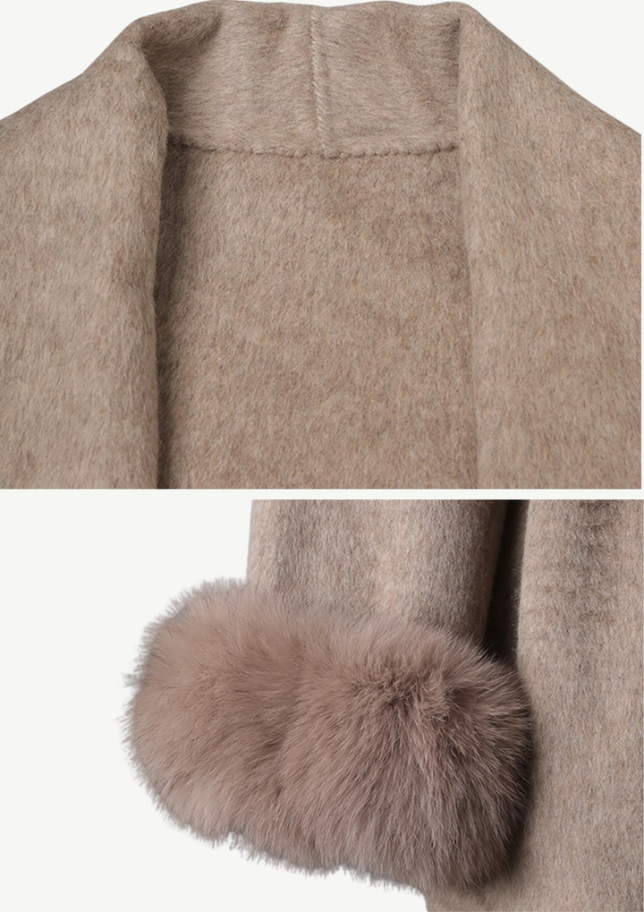 Elodie Fur Cuff Wrap Cardigan Coat