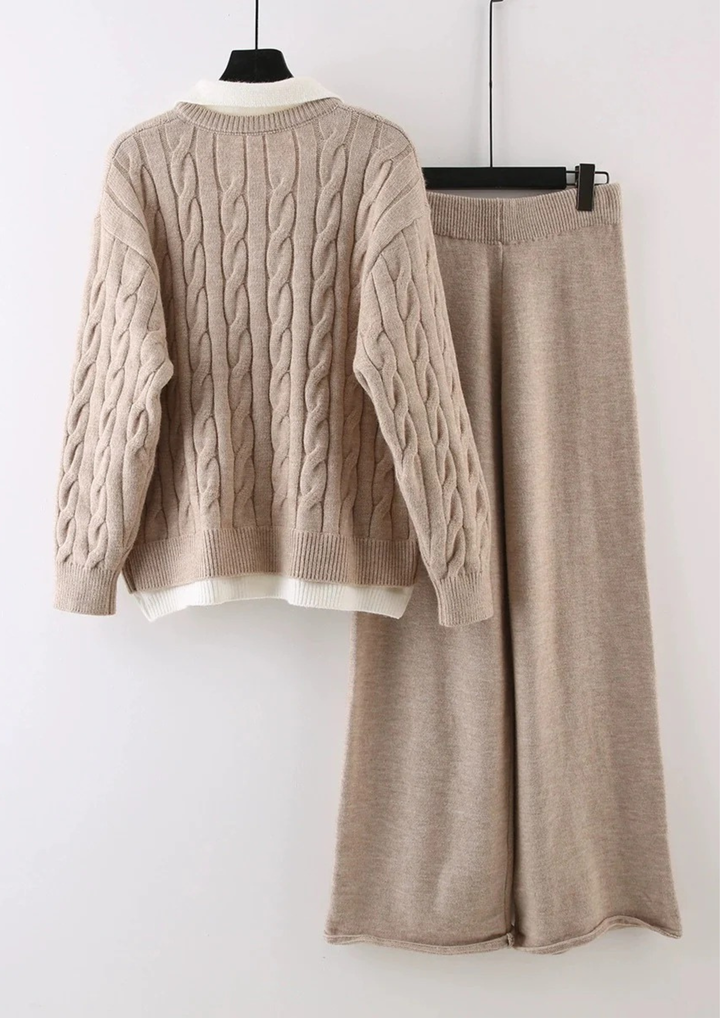 Sofia Knit Zipper Collar Cozy Set