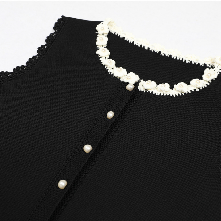 Pearl Trim Elegance Maxi Dress