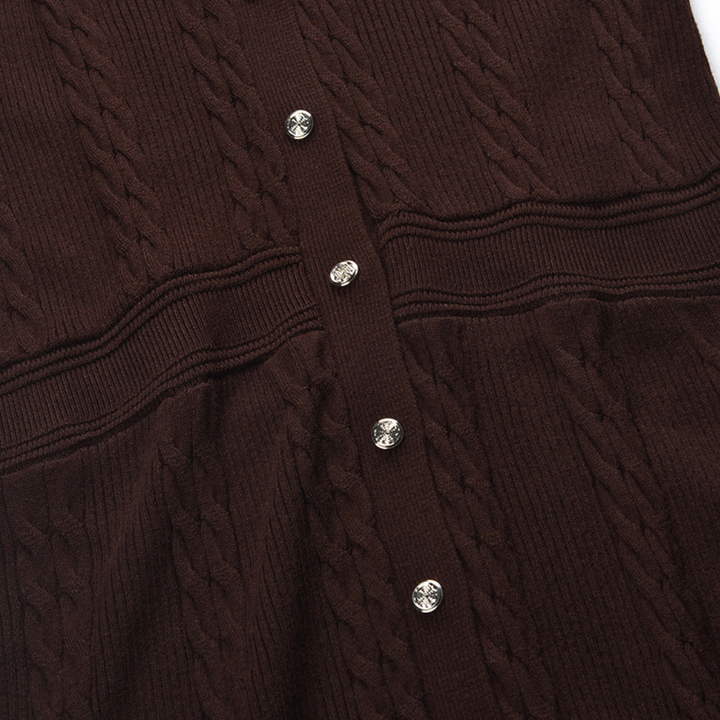 Mocha Lined Long Sleeve Wool Knit Maxi Dress