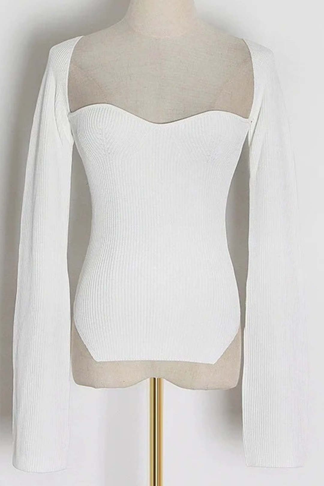 Curved Hem Slim Fit Essential Sweater Top