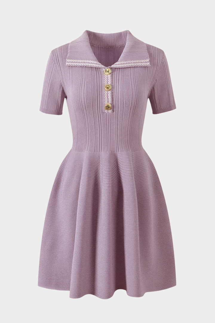 Elegance Viscose knit Flared Mini Dress