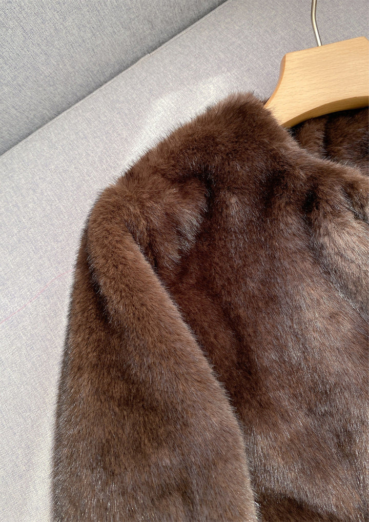 Elegant Faux Fur Round Neck Jacket