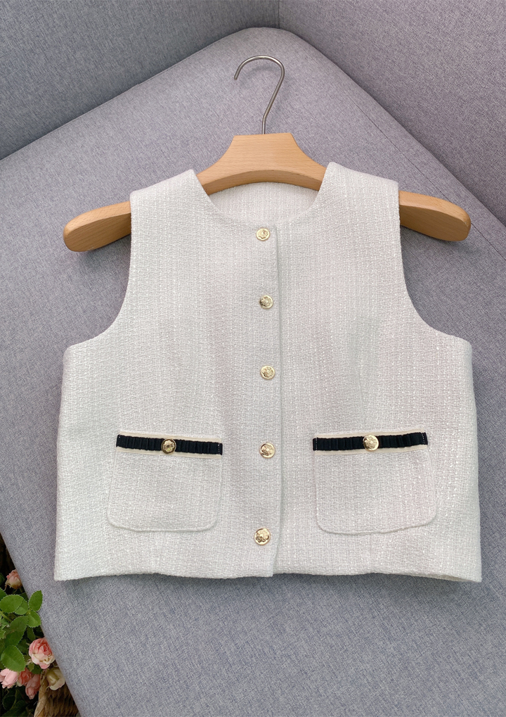 Iris Ivory Tweed Sleeveless Vest Top