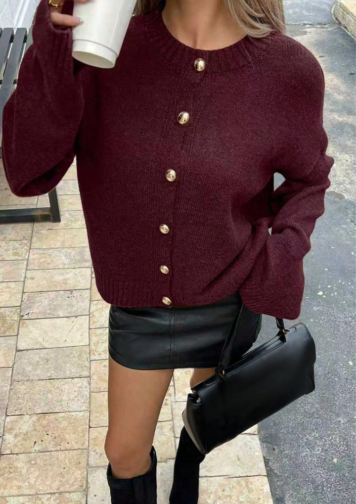 Juliette Gold Button Knit Top