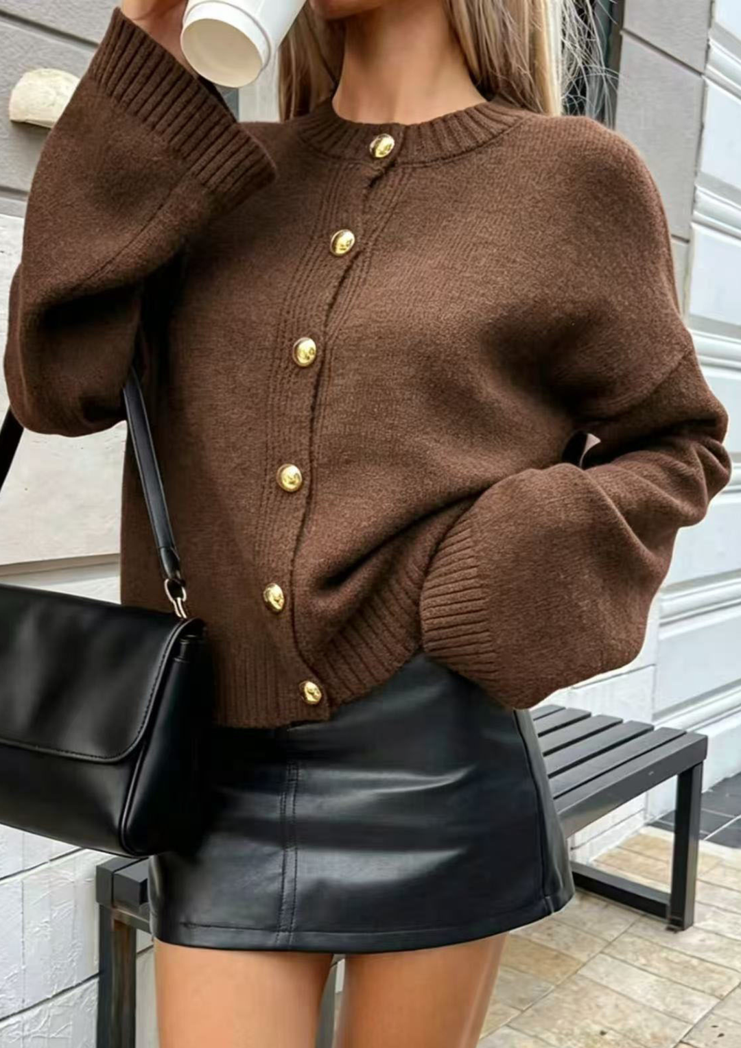 Juliette Gold Button Knit Top