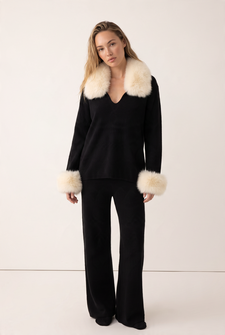 Serena Fur Collar Knit Set