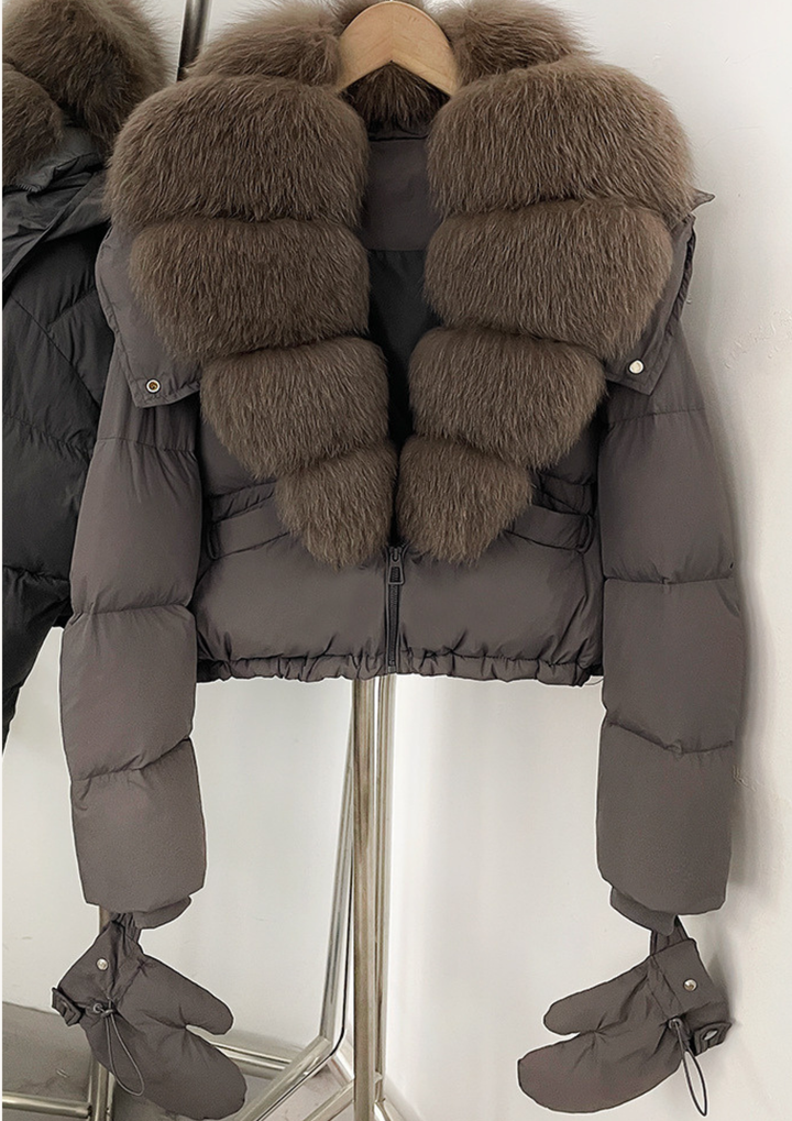 Luxe Fur Daily Jacket With Gloves