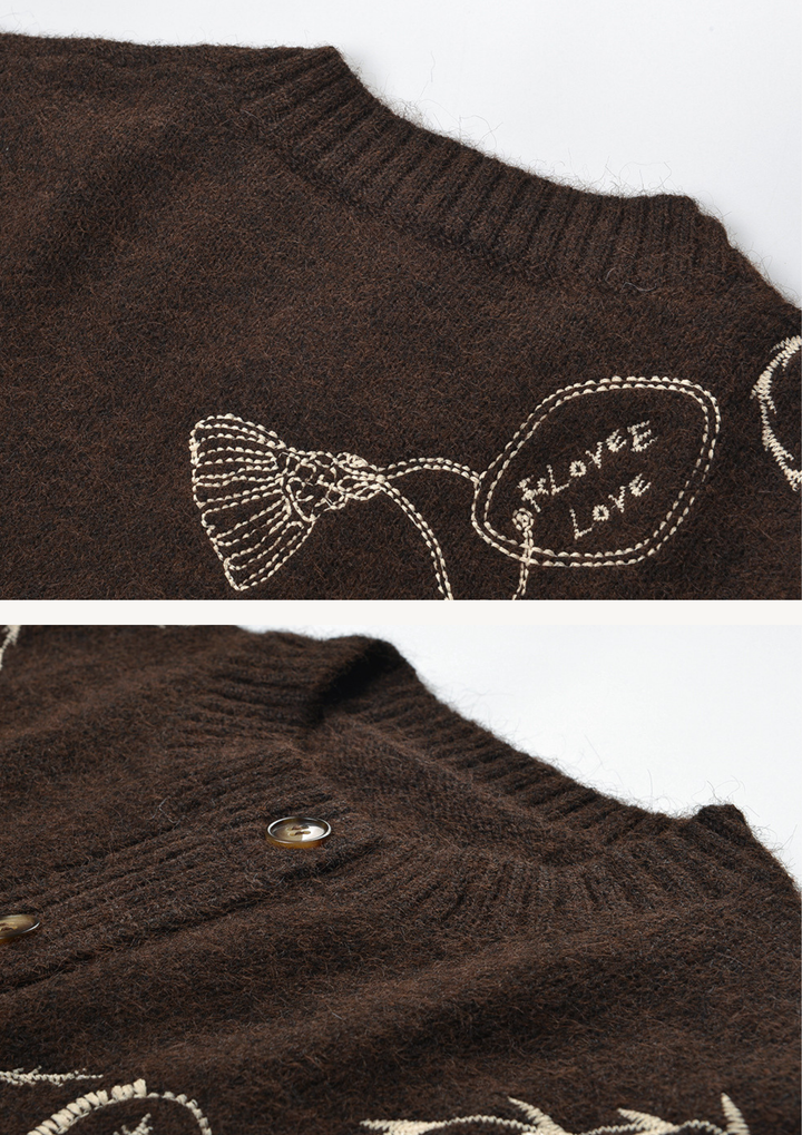 Vintage Embroidered Wool Cardigan top