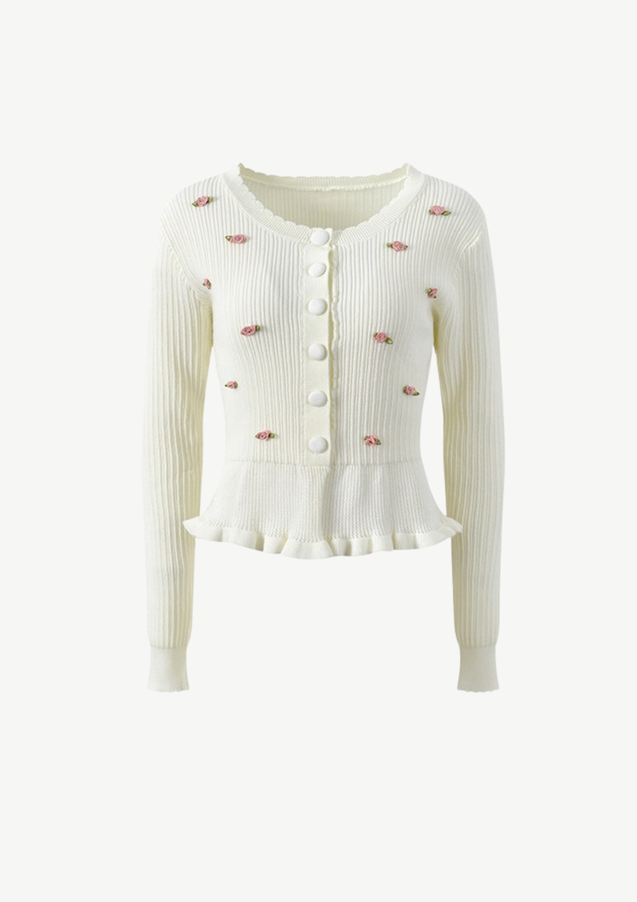 Rosalie Embroidered Peplum Cardigan