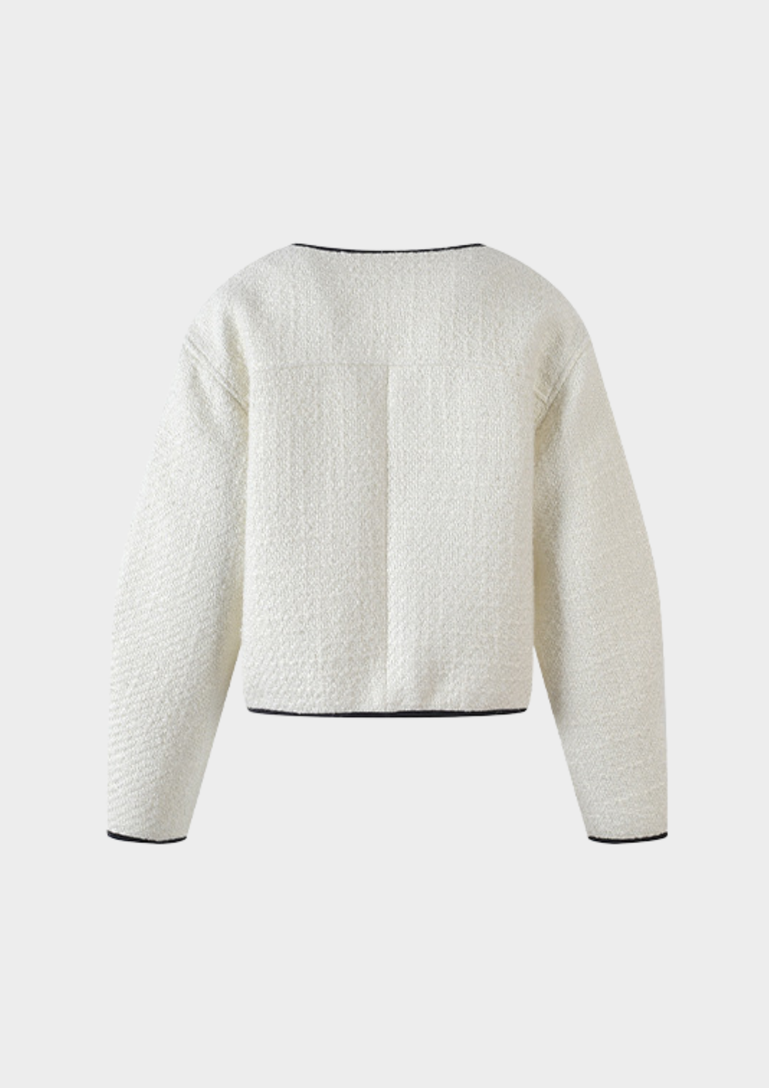 Ivory Trimmed Tweed Button Cardigan