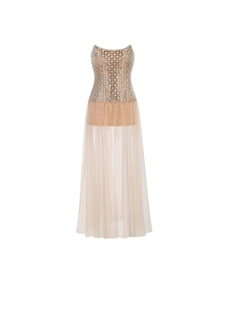 Evelina Crystal Tulle Gown