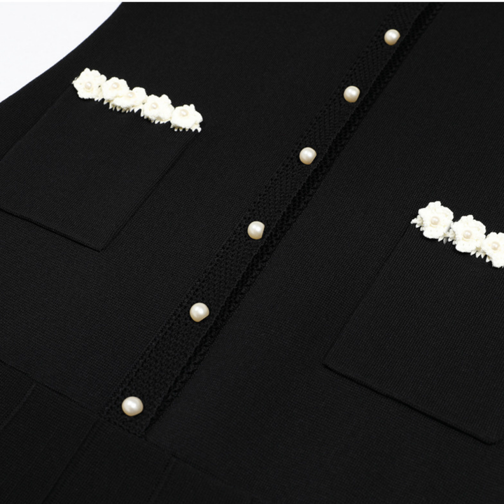 Pearl Trim Elegance Maxi Dress