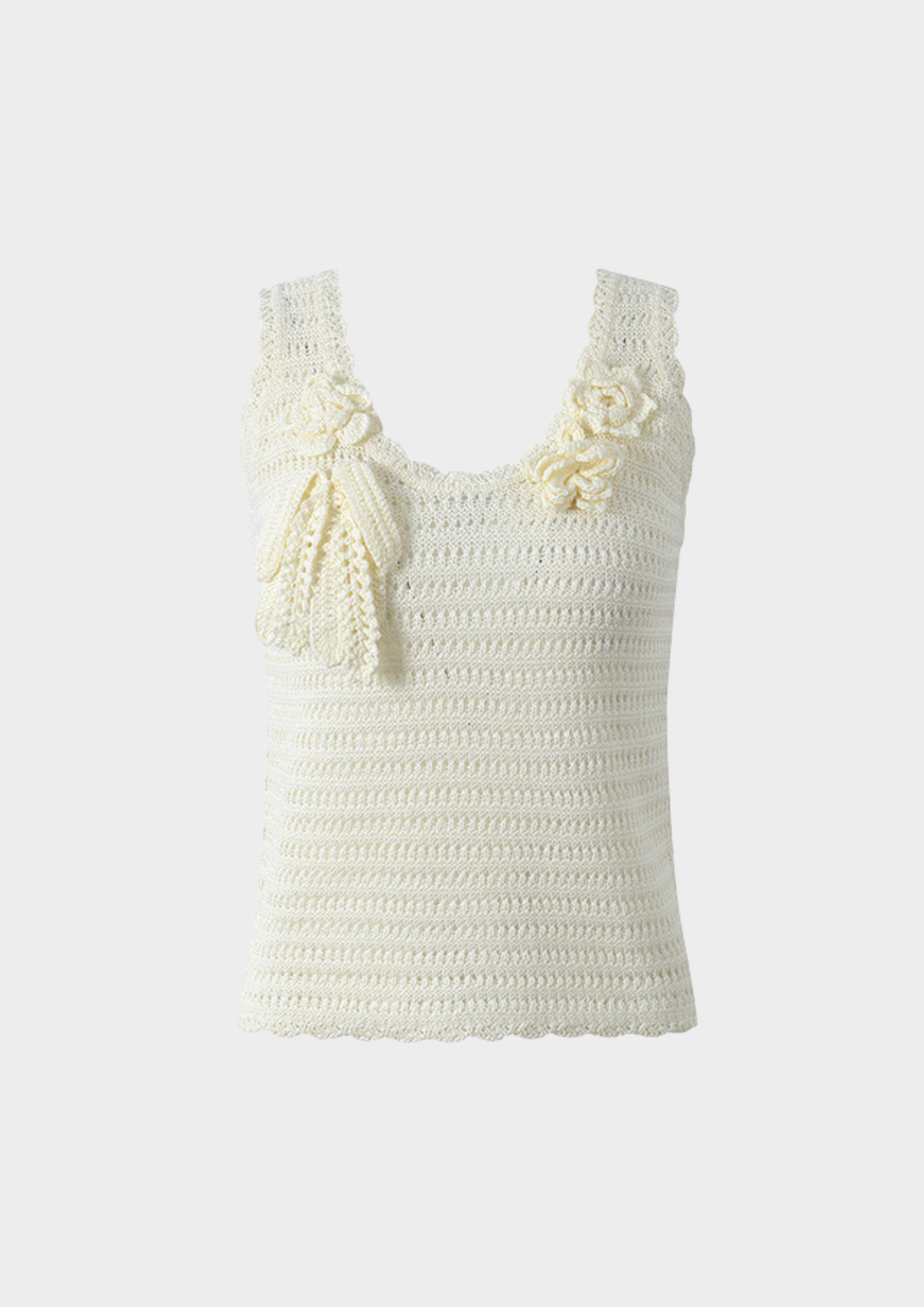 Rosette Crochet Knit Tank Top