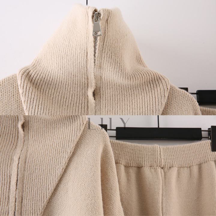 Comfy Naya  High Neck Zip Knit Set
