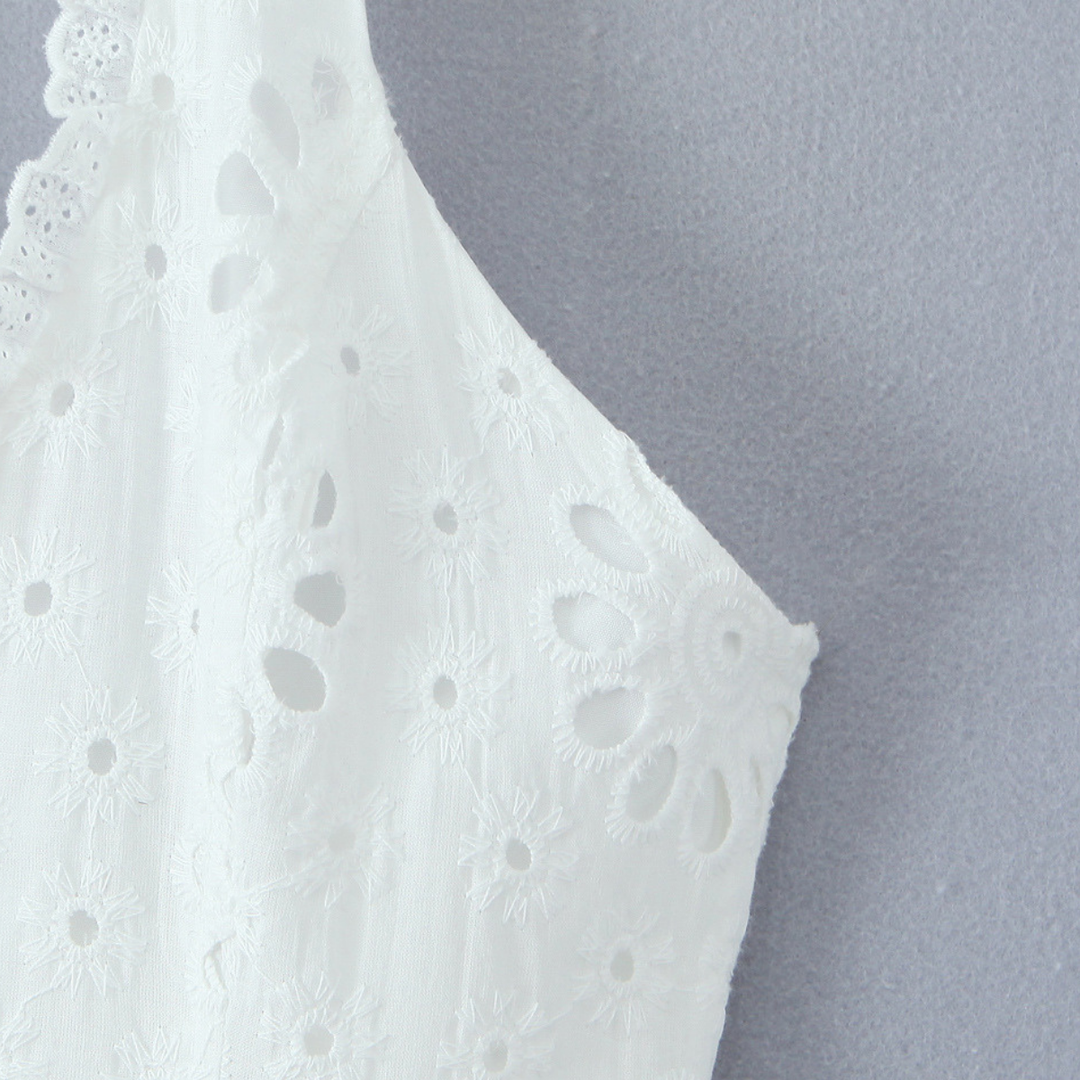 Embroidered Lace Halter Mini Dress