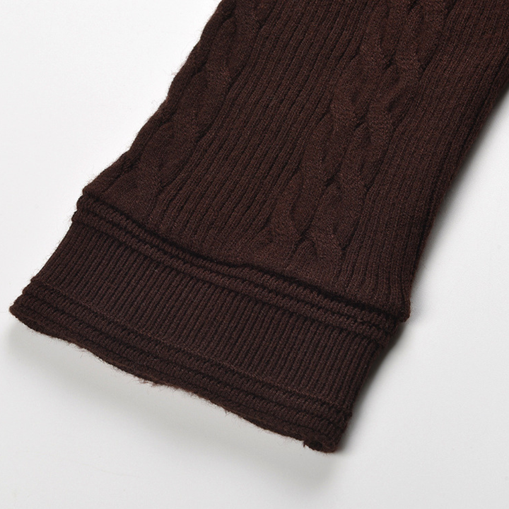 Mocha Lined Long Sleeve Wool Knit Maxi Dress