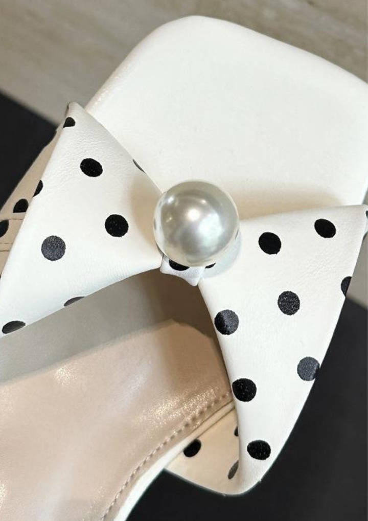Pearl Bow Slide Sandals Heels