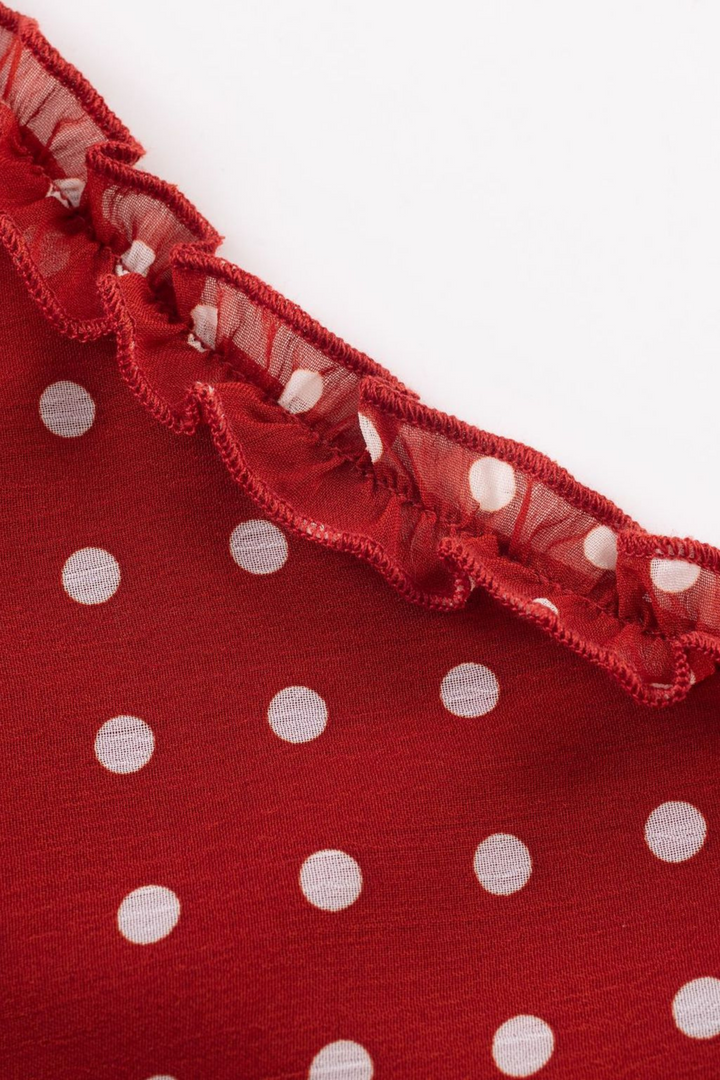 Polka Dot Charm Maxi Dress In Red