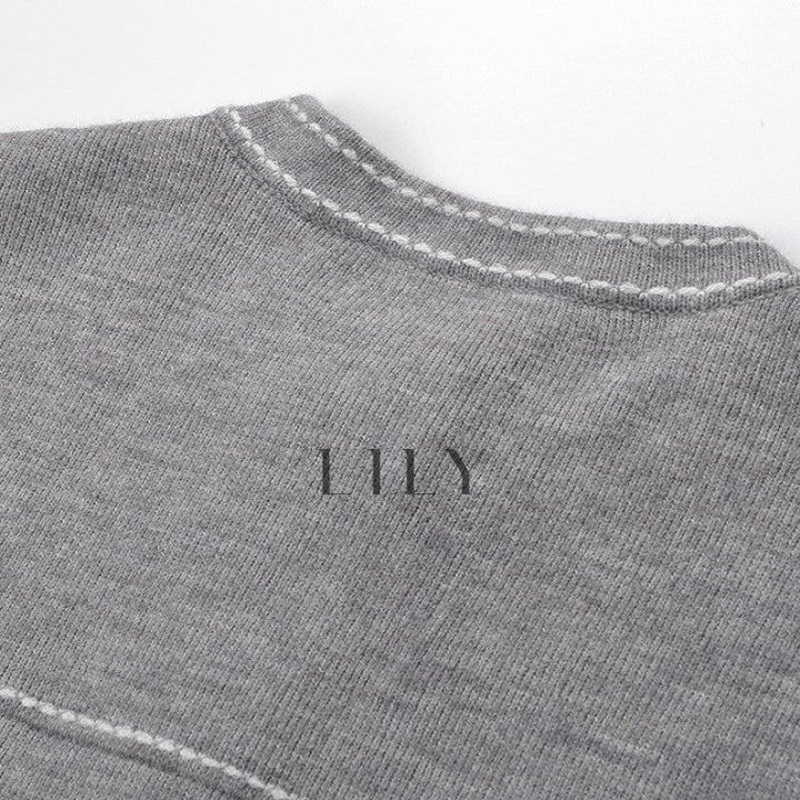 Leona Contrast Knit Grey Cardigan