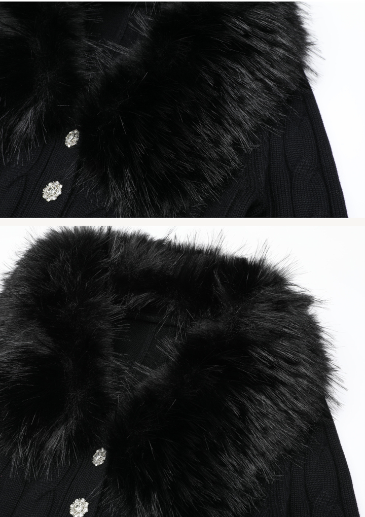 Celina Crystal Fur-Trimmed Knit Set