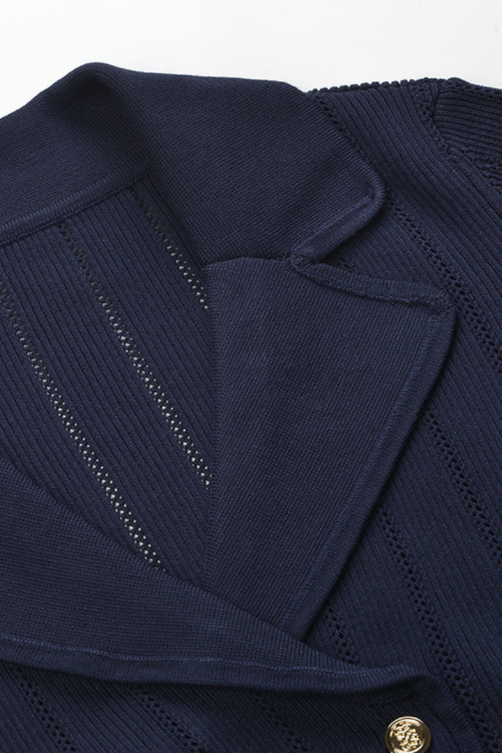 Navy Elegance Viscose Knit Fishtail Maxi Dress