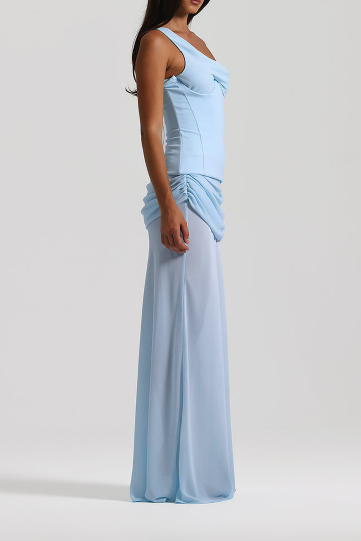 Skyla Sheer Drape Off SHoulder Maxi Dress