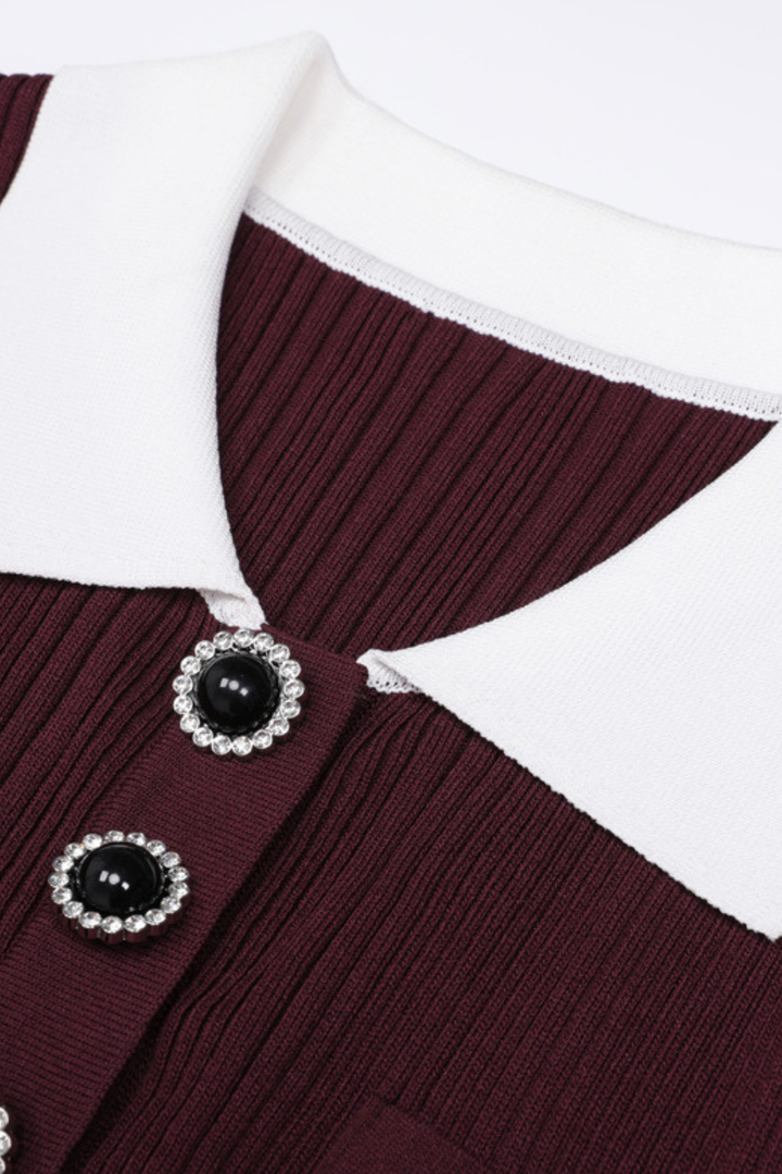 Gem Elegance Polo Knit Mermaid Maxi Dress