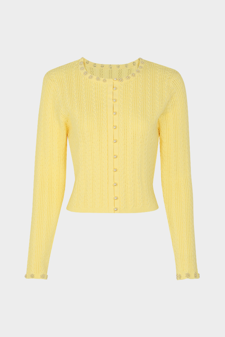 Rosette Pearl Knit Flower Cuffs  Top