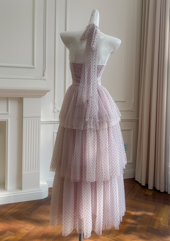 Petal Dusk Polka Mesh Maxi Dress