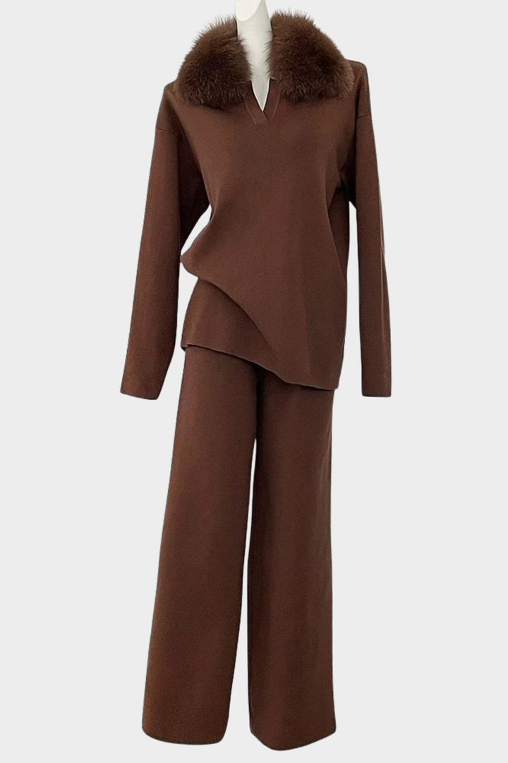 Velora Real Fox Fur Knit Lounge Set - Color Match Edition