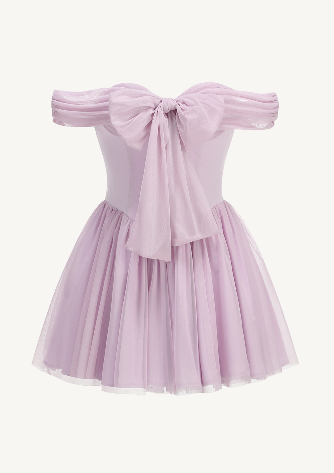 Lavender Étoile Off Shoulder Bow Mini Dress
