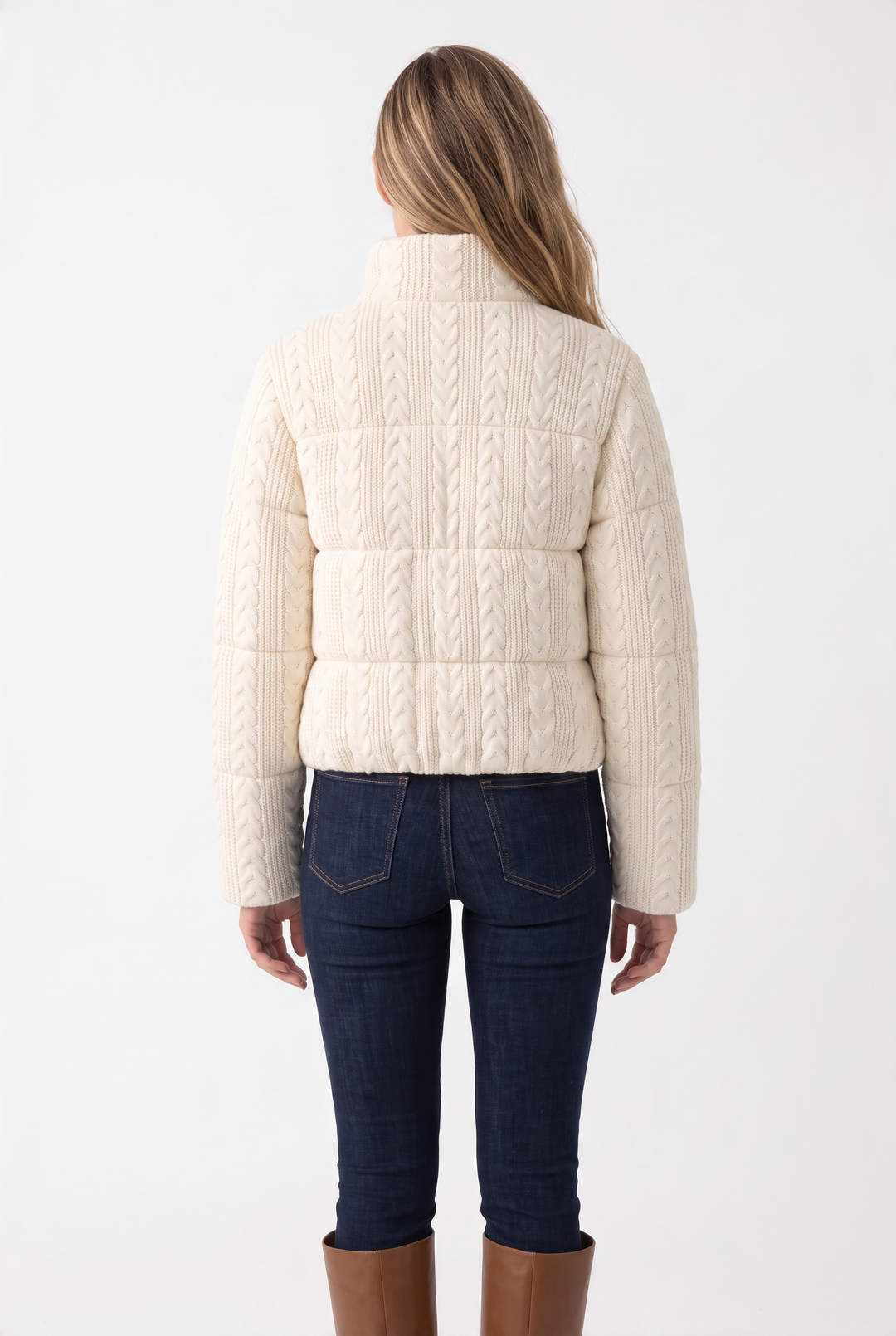 Cable Knit Cotton Zip Up Jacket