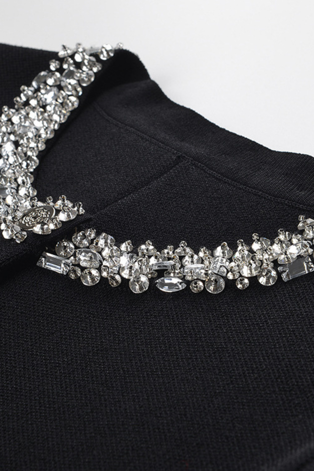 Crystal Luxe Embellished Cuff Detailed soft Wool Knit Jacket Top
