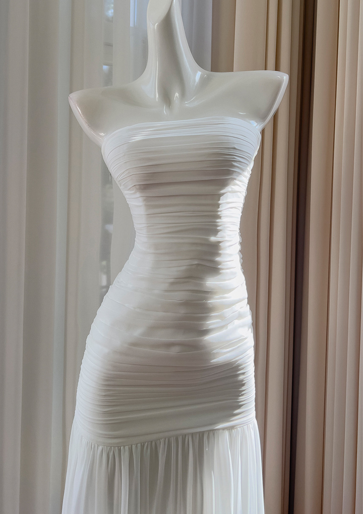 Ivory Whisper Mesh Maxi Dress