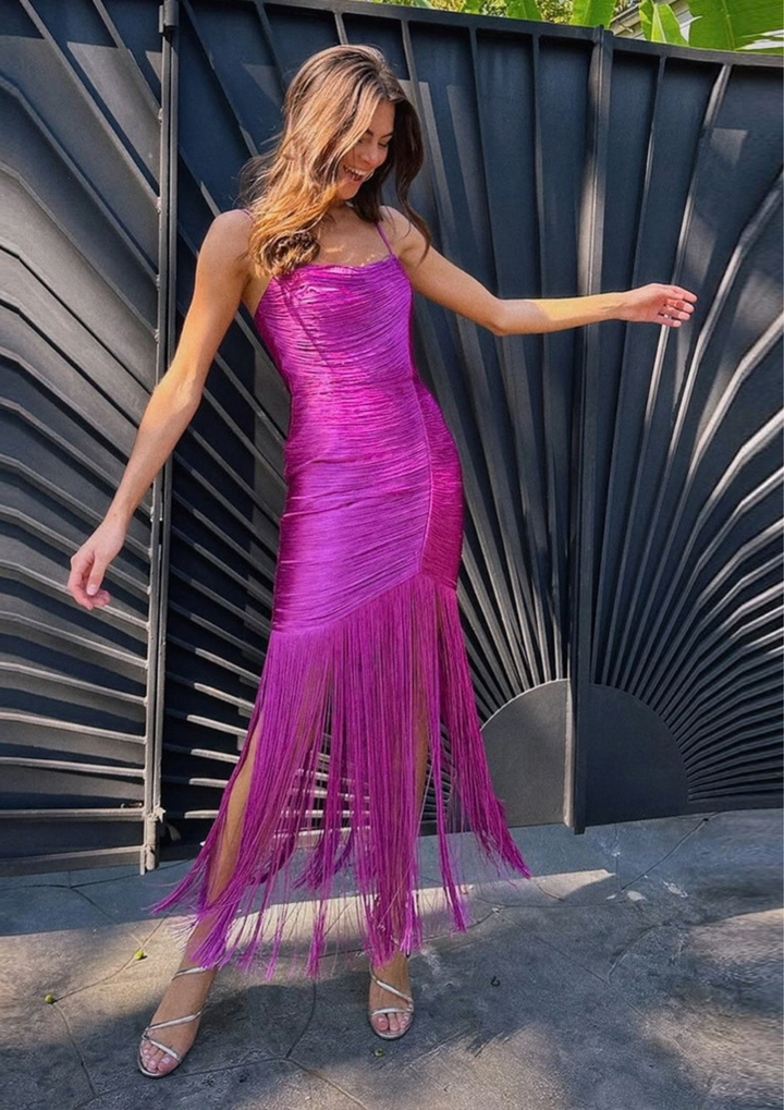 Elara Fringe Midi Dress