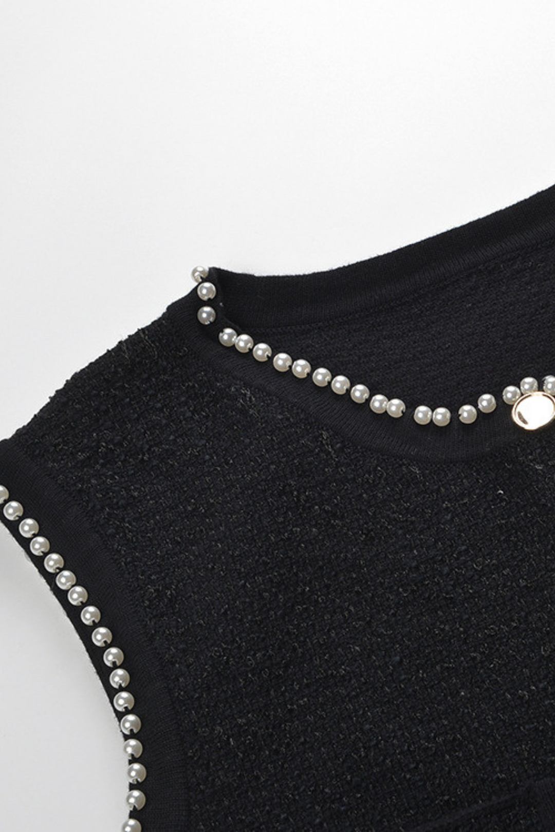 Luxury Pearl Trimmed Beaded Vest &amp; Pleated Skirt Set