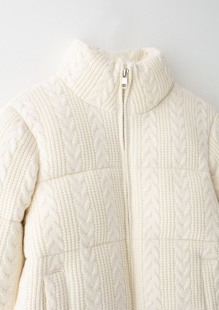 Cable Knit Cotton Zip Up Jacket
