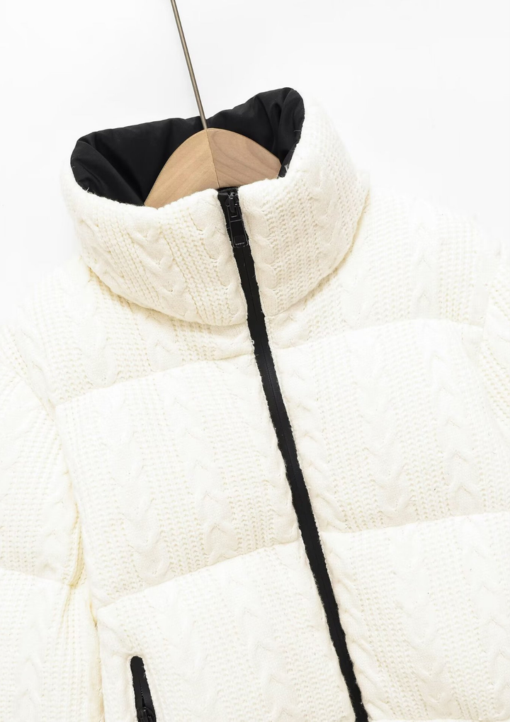 Collar Color Block Cotton Padded Jacket