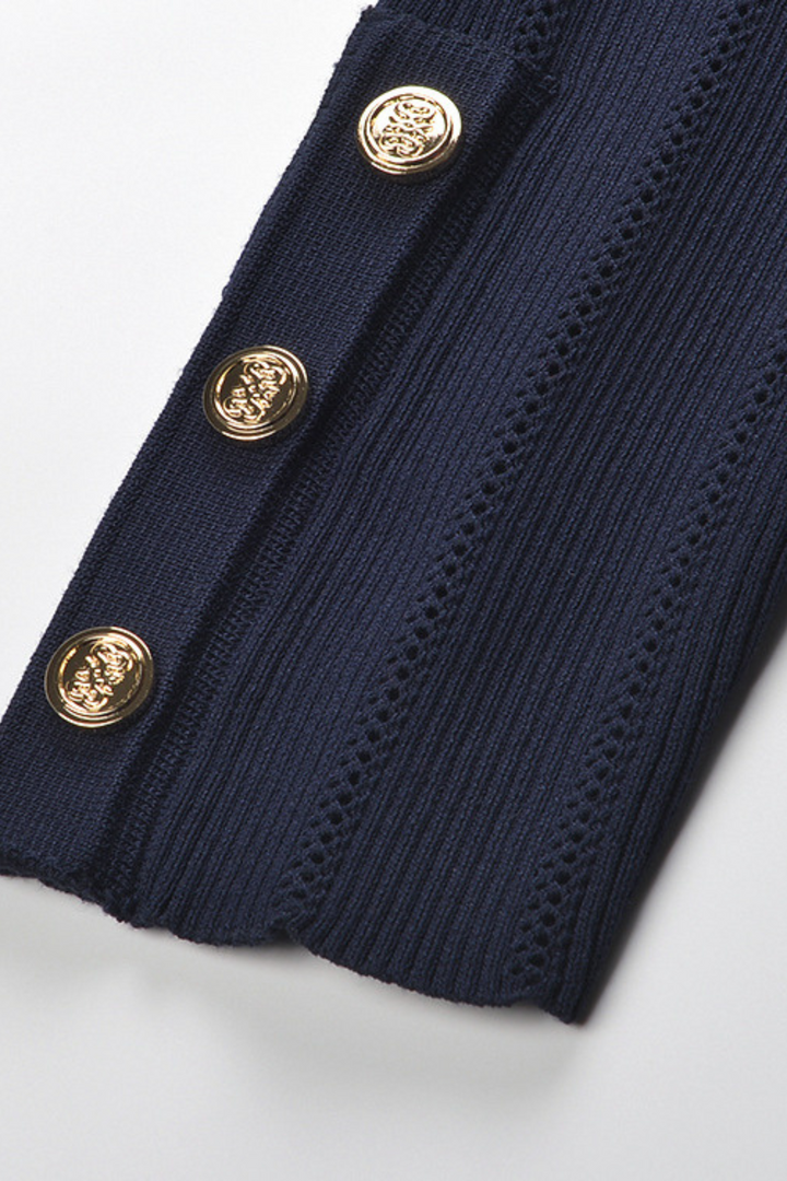 Navy Elegance Viscose Knit Fishtail Maxi Dress