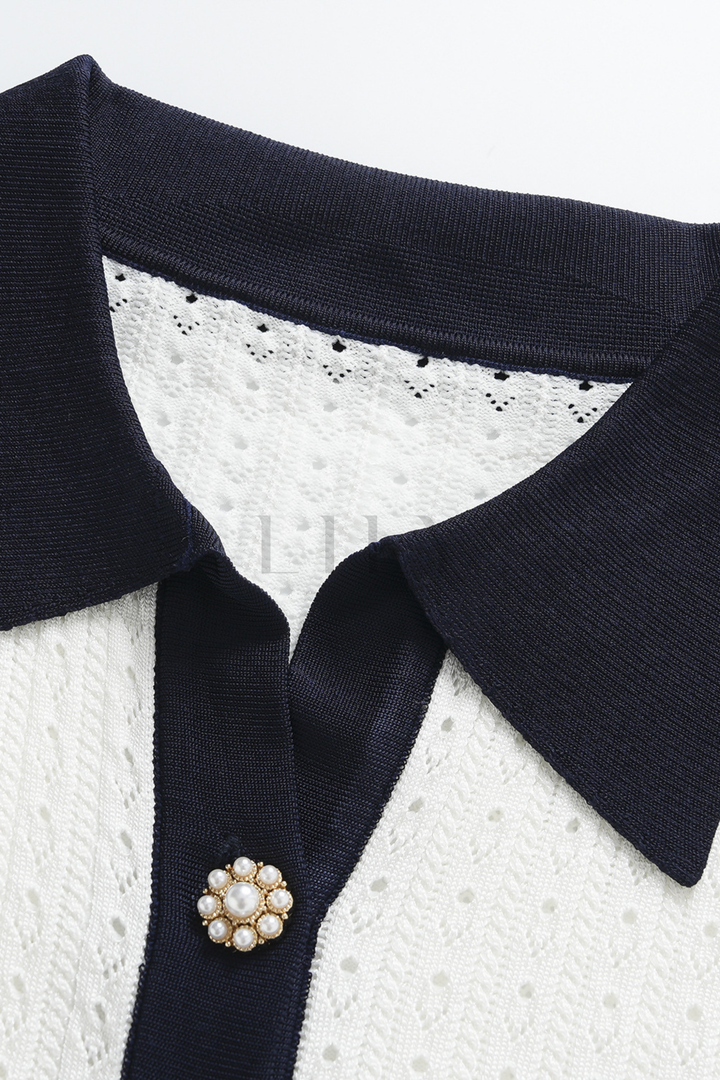 Capri Pearl Viscose knit Hollow Mini Dress